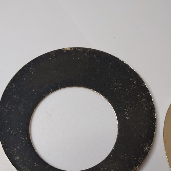 Large Round Gold Tone Metal Dangle Earrings - Picture 9 of 10